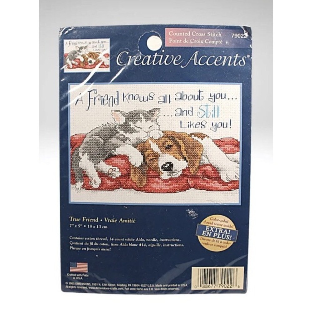 Creative Accents True Friend Counted Cross Stitch Kit Cat Dog 79022 7x5 New